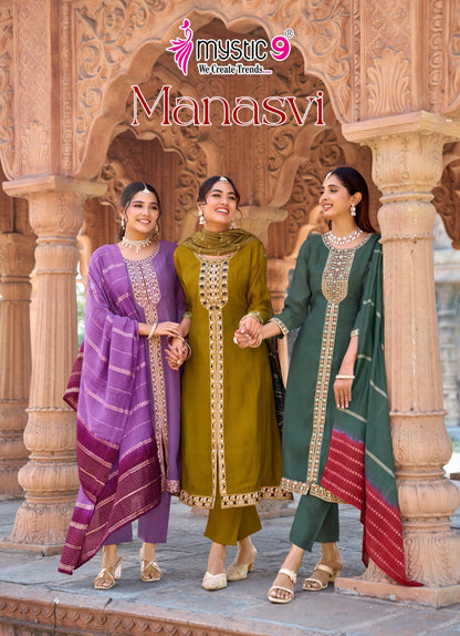 Manasvi Vol 1 Mystic 9 Chanderi Readymade Anarkali Suits Wholesaler Ahmedabad