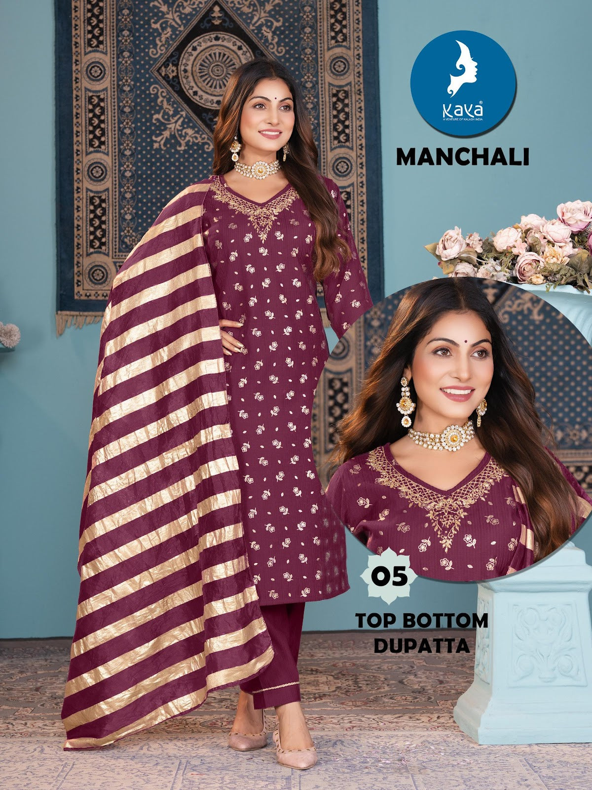 Manchali Kaya Readymade Pant Style Suits Exporter India