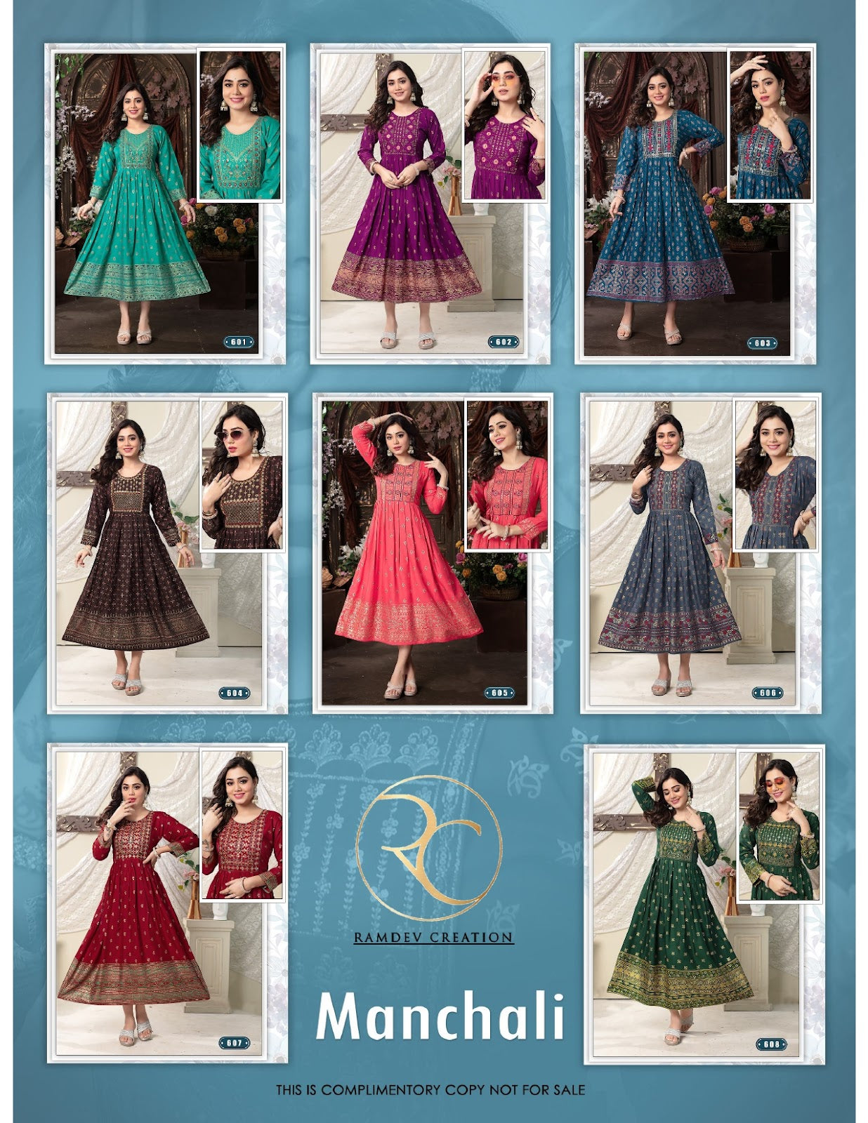 Manchali Vol 6 Ramdev Creation Rayon 14Kg Anarkali Kurtis Manufacturer