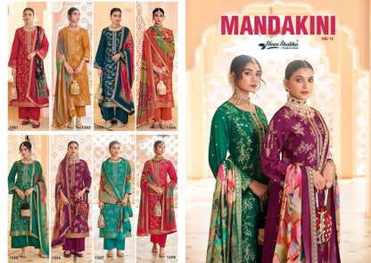 Mandakini Vol 15 Shree Shalika Fashion Dola Jacquard Pant Style Suits Manufacturer