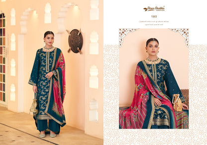 Mandakini Vol 15 Shree Shalika Fashion Dola Jacquard Pant Style Suits Manufacturer