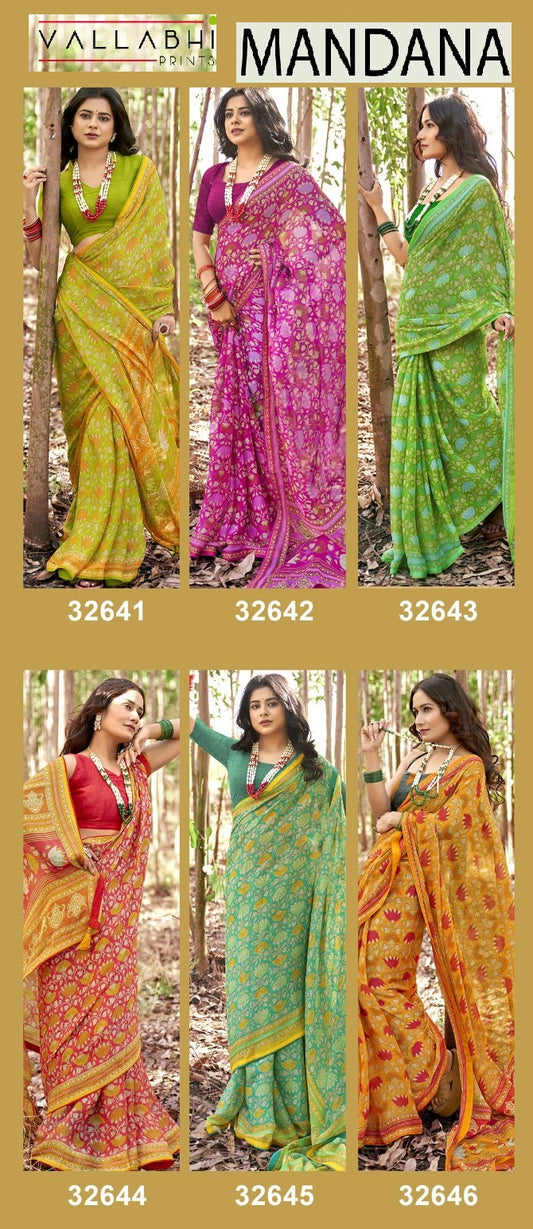 Mandana Vallabhi Prints Chiffon Sarees Manufacturer India