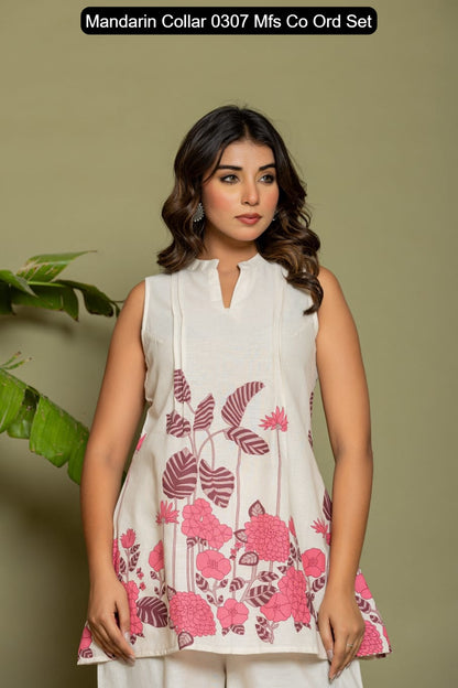 Mandarin Collar 0307 Mfs Cotton Co Ord Set Wholesale Price