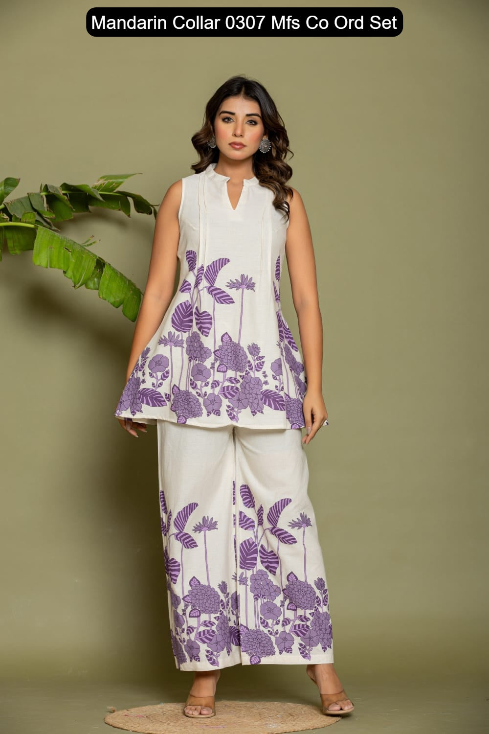 Mandarin Collar 0307 Mfs Cotton Co Ord Set Wholesale Price