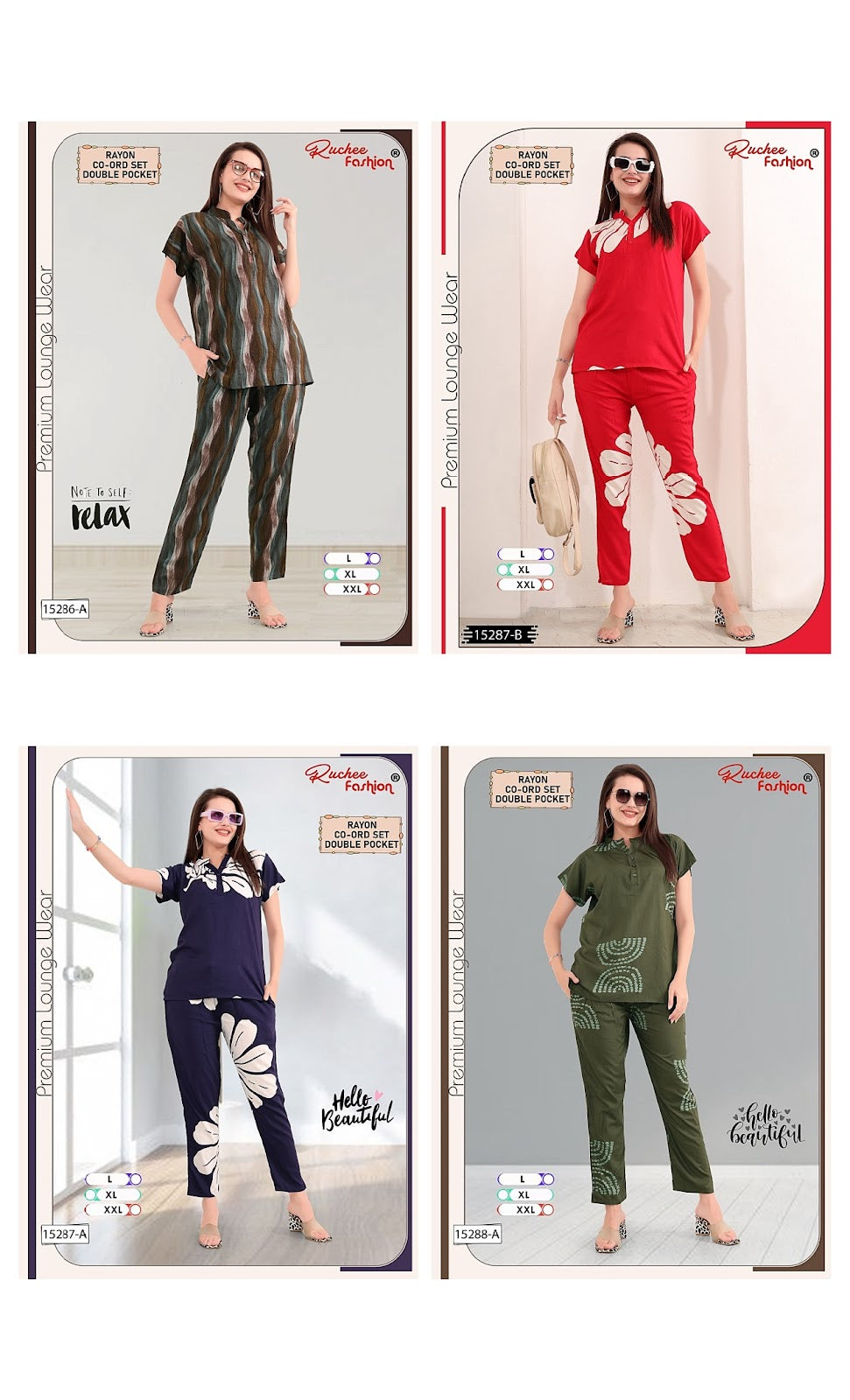 Mandarin Collar 0907 Ruchee Fashion Rayon Co Ord Set Exporter Ahmedabad