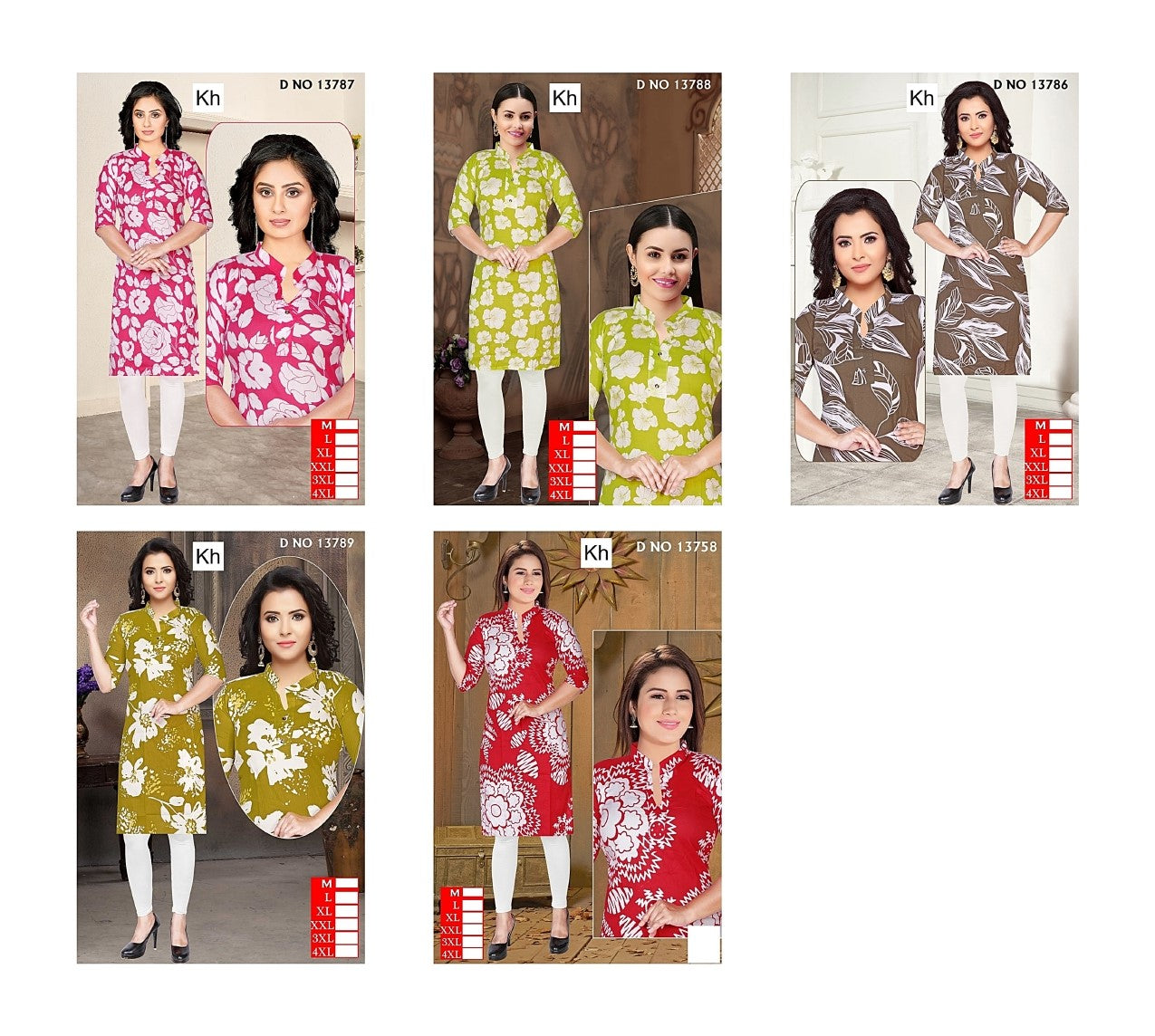 Mandarin Collar Kh Reyon Knee Length Kurtis Wholesale Price