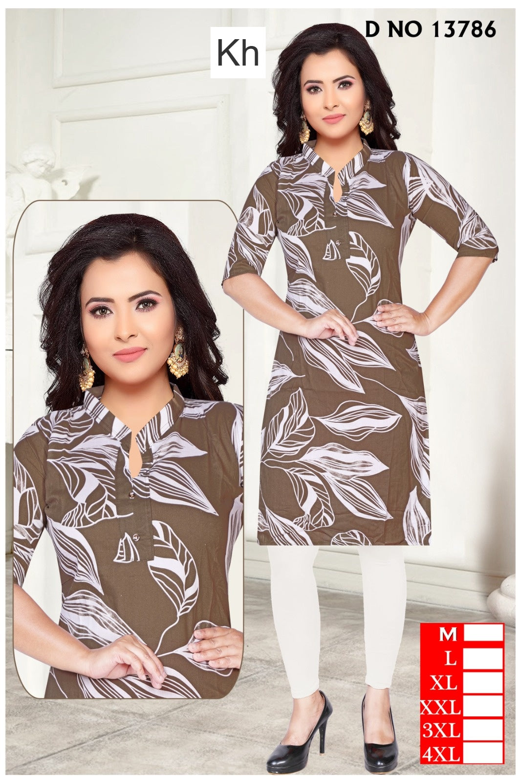 Mandarin Collar Kh Reyon Knee Length Kurtis Wholesale Price