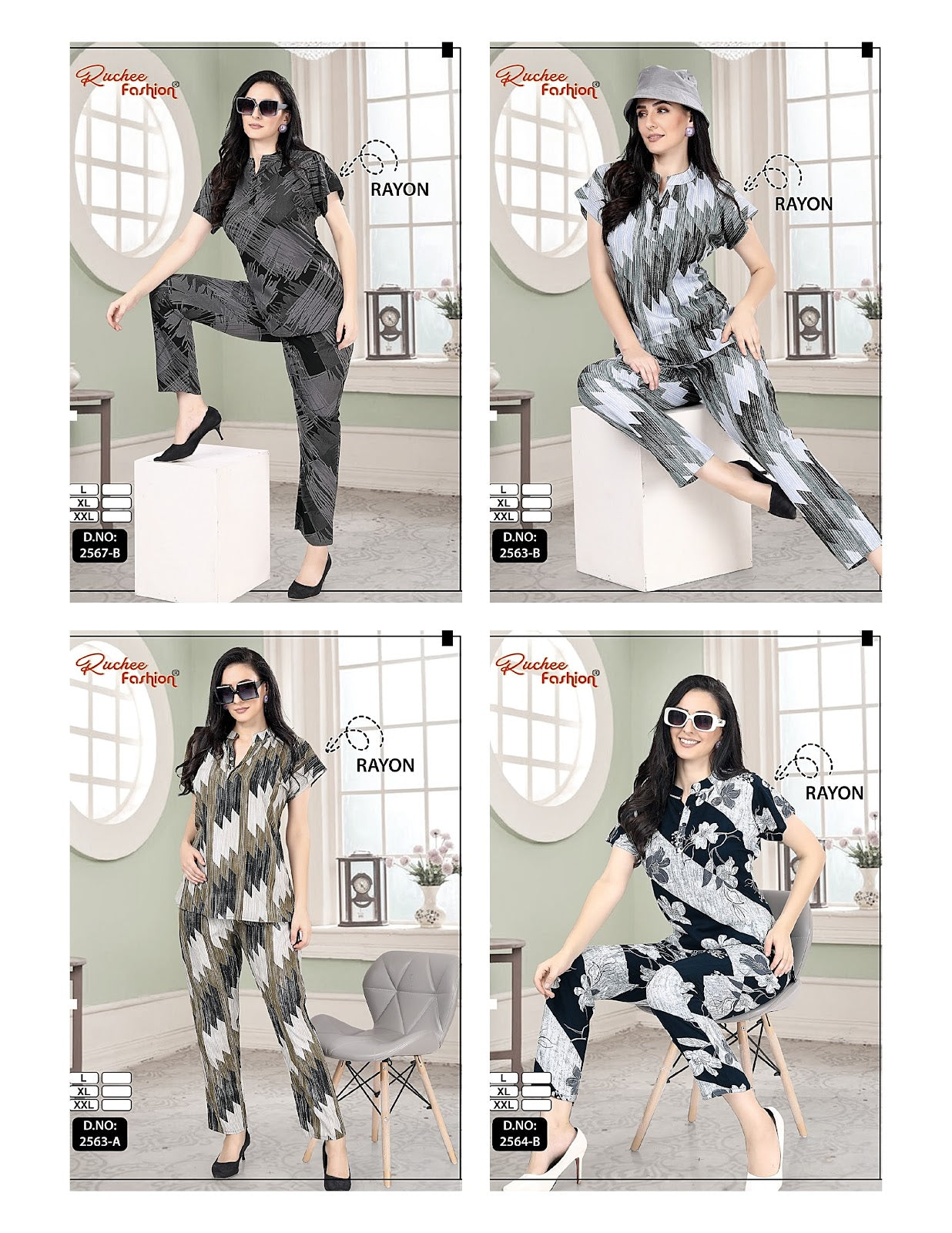 Mandarin Collar Ruchee Fashion Rayon Co Ord Set Manufacturer