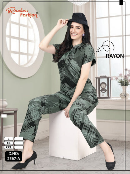 Mandarin Collar Ruchee Fashion Rayon Co Ord Set Manufacturer