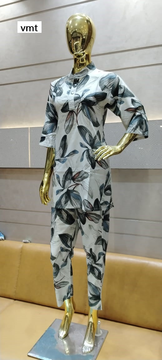 Mandarin Collar Vmt Reyon Co Ord Set Supplier India