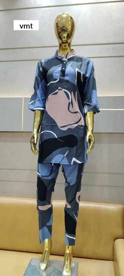 Mandarin Collar Vmt Reyon Co Ord Set Supplier India