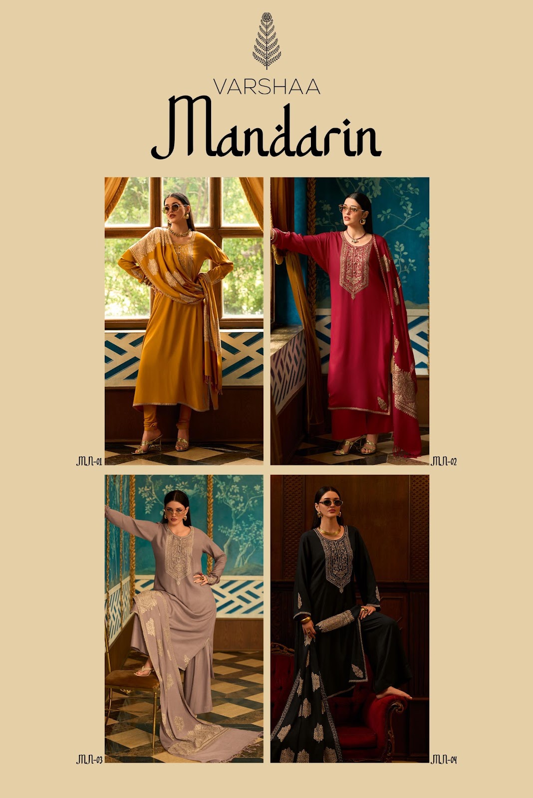 Mandarin Varshaa Pashmina Suits Manufacturer Gujarat