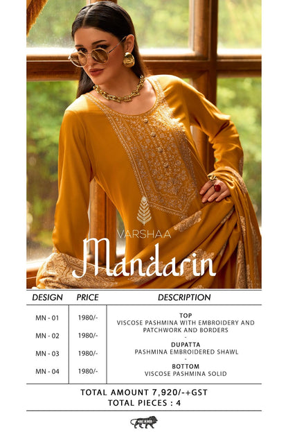 Mandarin Varshaa Pashmina Suits Manufacturer Gujarat