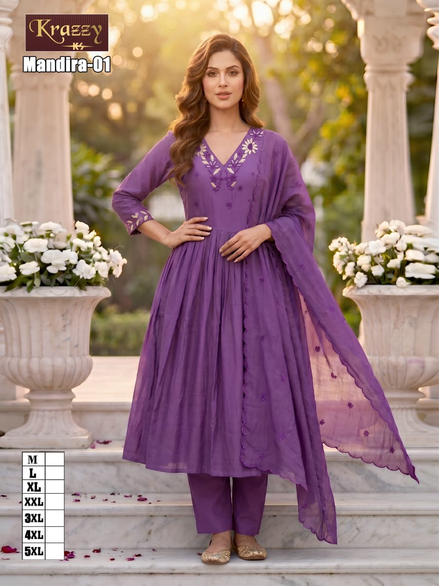 Mandira Kanha Chanderi Readymade Anarkali Suits Manufacturer