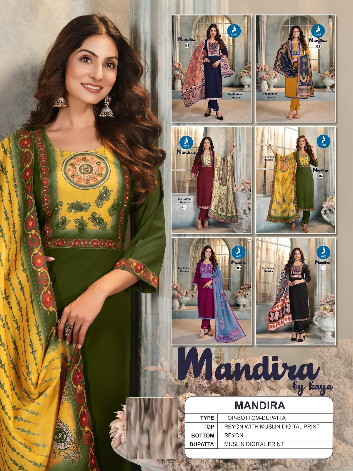 Mandira Kaya Reyon Readymade Pant Style Suits Wholesaler Ahmedabad
