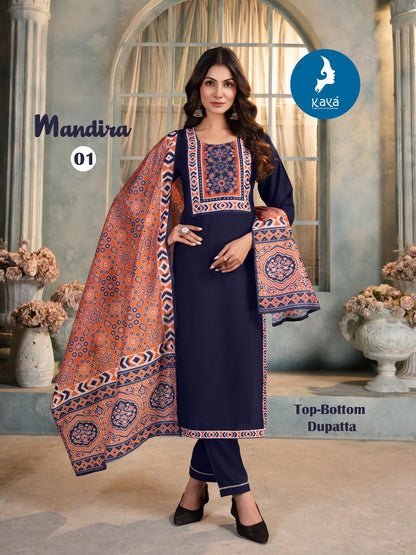 Mandira Kaya Reyon Readymade Pant Style Suits Wholesaler Ahmedabad
