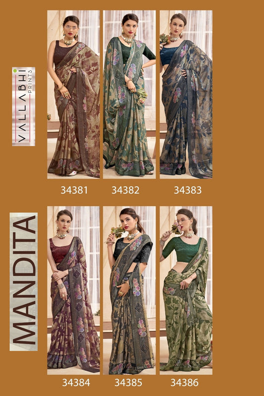 Mandita Vallabhi Prints Brasso Sarees Exporter India