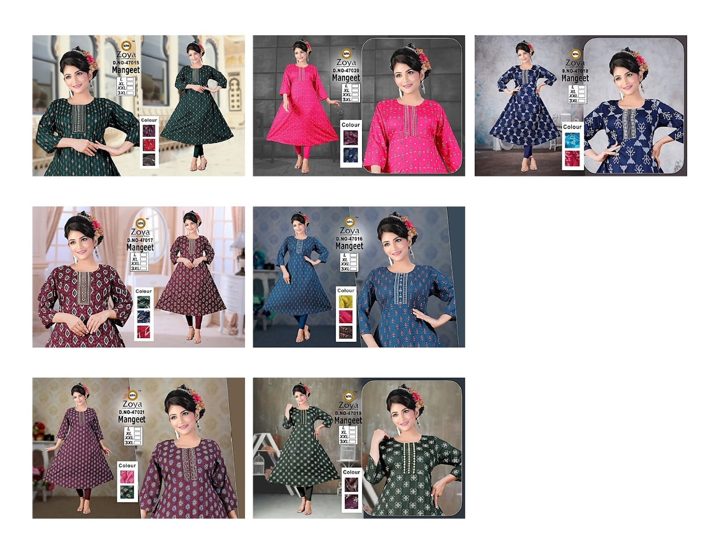 Mangeet Zoya Rayon Anarkali Kurtis Manufacturer India