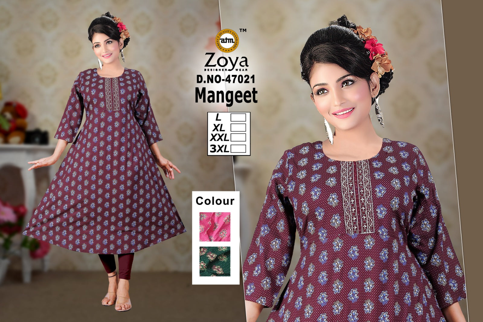 Mangeet Zoya Rayon Anarkali Kurtis Manufacturer India