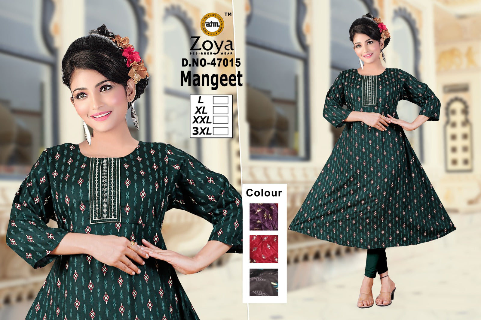 Mangeet Zoya Rayon Anarkali Kurtis Manufacturer India