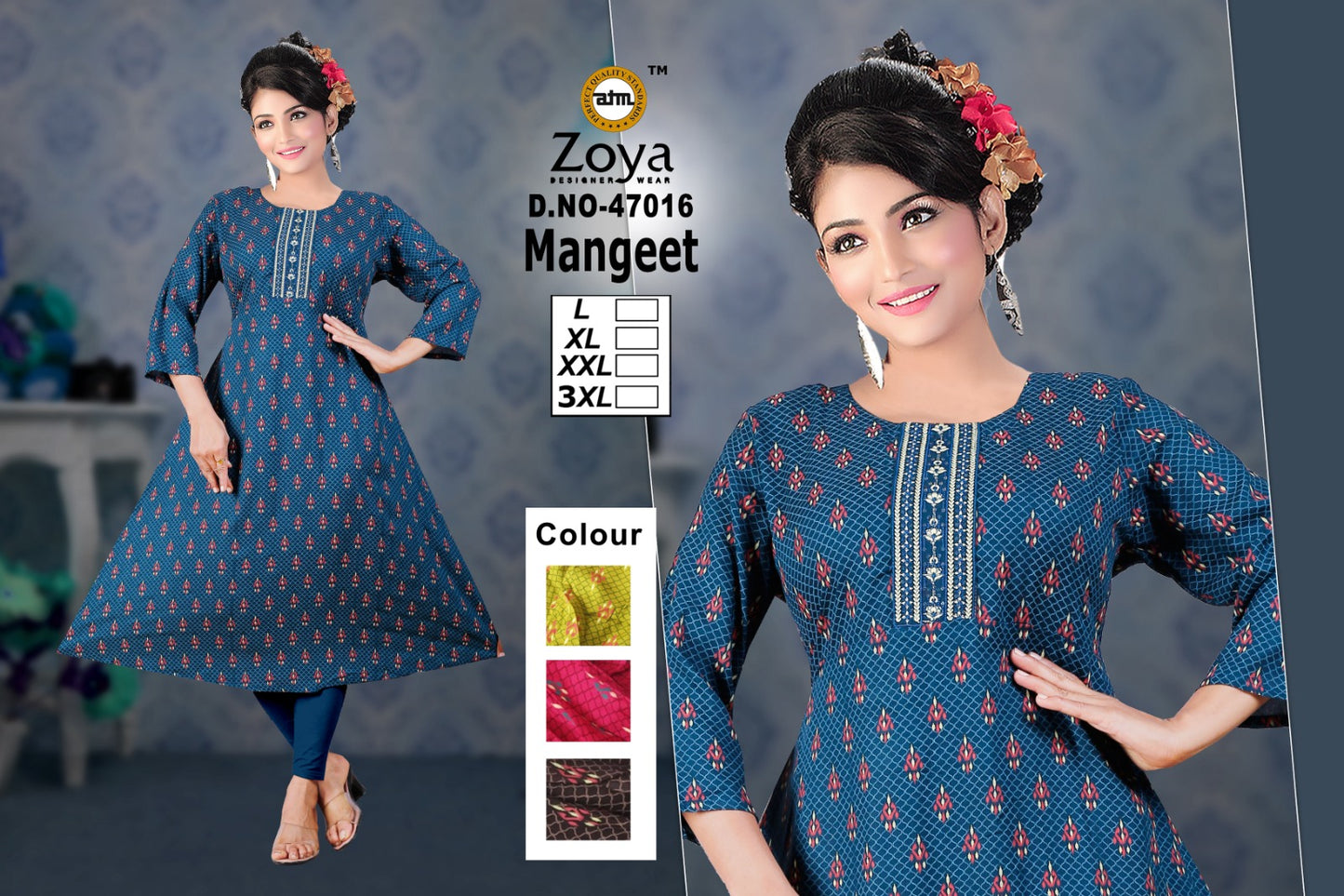 Mangeet Zoya Rayon Anarkali Kurtis Manufacturer India