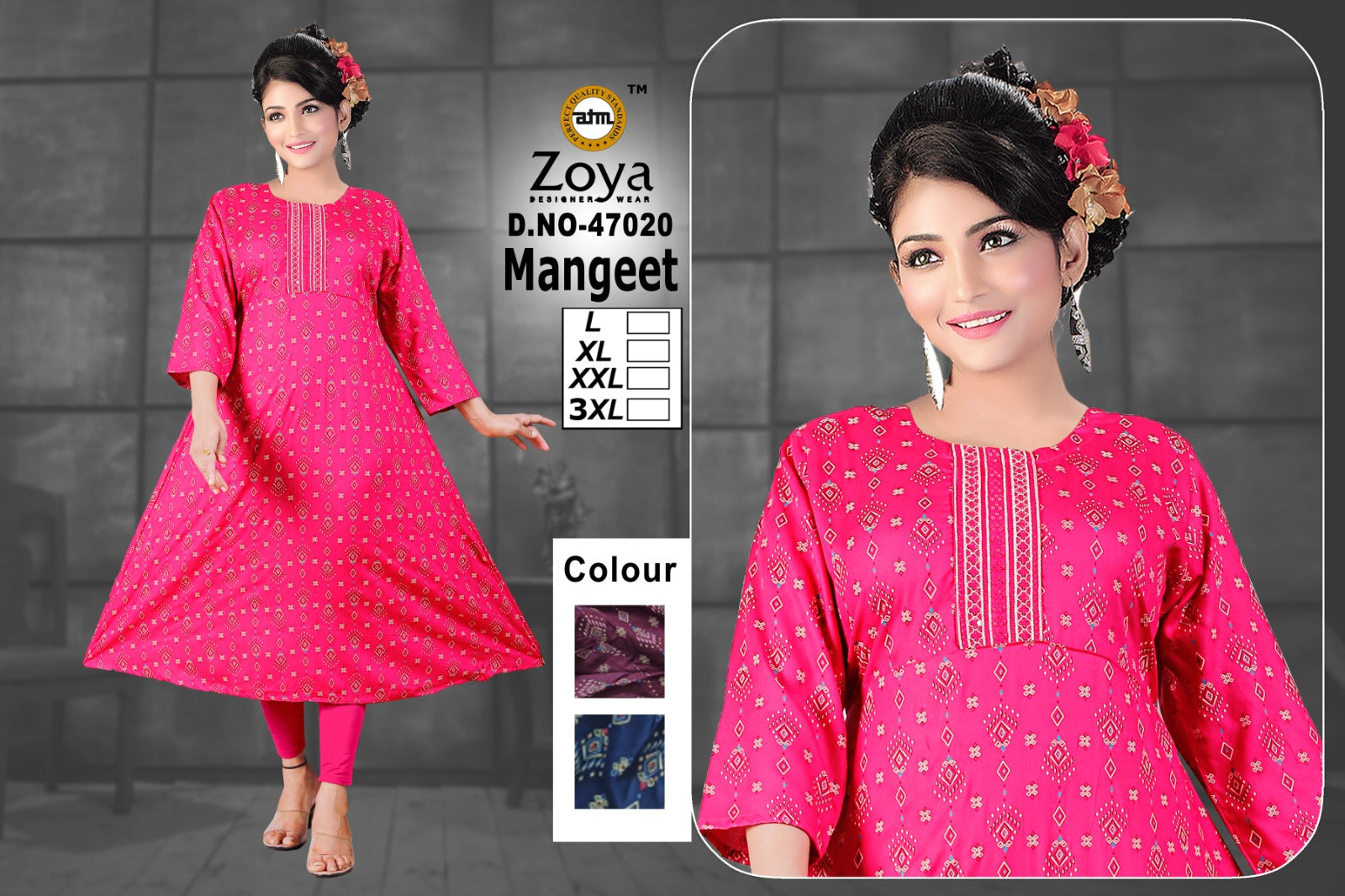 Mangeet Zoya Rayon Anarkali Kurtis Manufacturer India