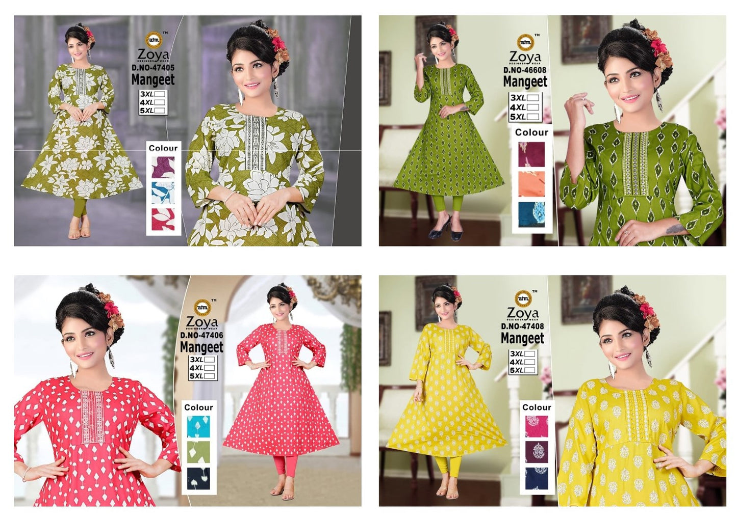 Mangeet Zoya Rayon Plus Size Kurtis Supplier Gujarat