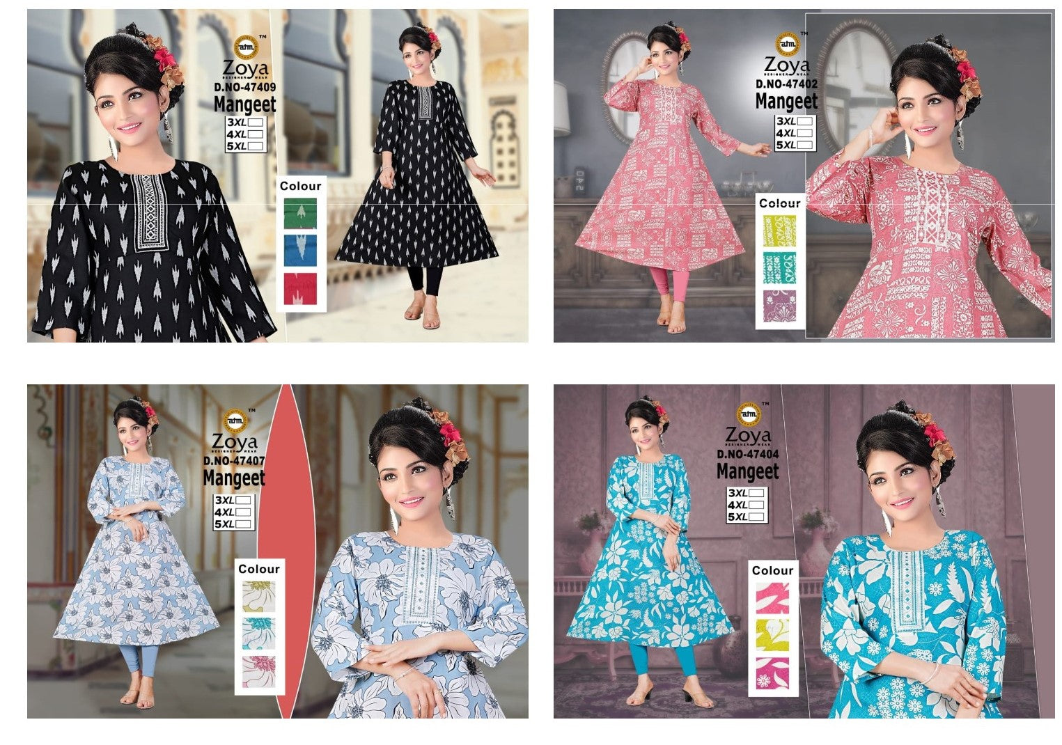 Mangeet Zoya Rayon Plus Size Kurtis Supplier Gujarat