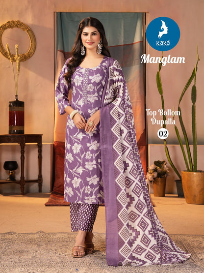 Manglam Kaya Readymade Cotton Pant Suits Wholesale Price