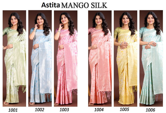 Mango 1001-1006 Astita Linen Cotton Sarees Supplier Gujarat