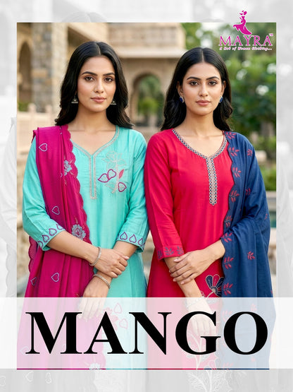 Mango Mayra Roman Silk Readymade Pant Style Suits Manufacturer India