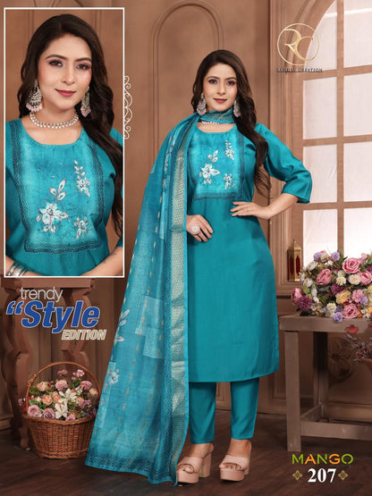 Mango Vol 2 Ramdev Creation Roman Silk Readymade Pant Style Suits Exporter Ahmedabad