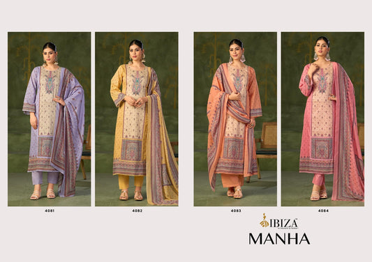 Manha Ibiza Lawn Cotton Karachi Salwar Suits Exporter