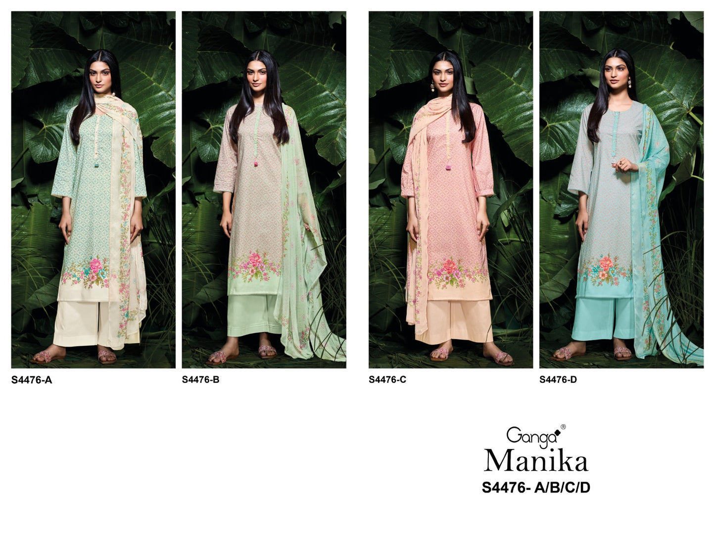 Manika 4476 Ganga Cotton Plazzo Style Suits Wholesale Rate