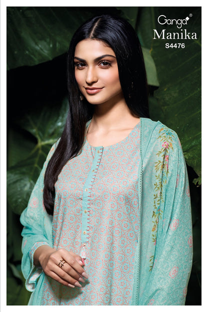 Manika 4476 Ganga Cotton Plazzo Style Suits Wholesale Rate