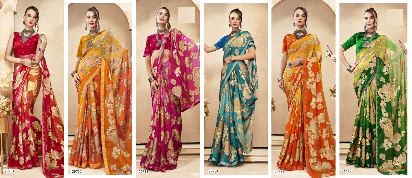Manika Vol 3 Vallabhi Prints Brasso Sarees Exporter