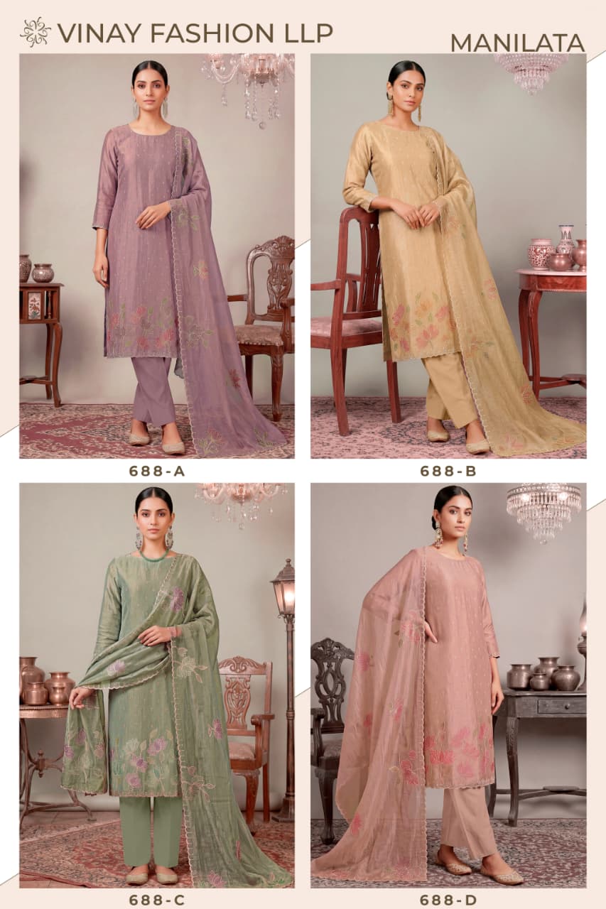 Manilata Kuleesh Vinay Fashion Llp Silk Pant Style Suits Exporter Ahmedabad