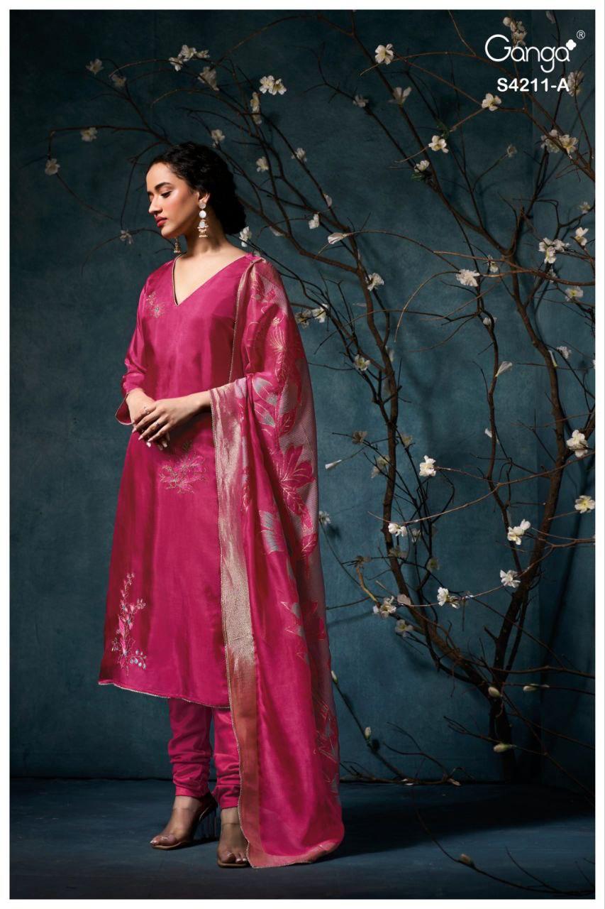 Manira 4211 Ganga Pure Bemberg Pant Style Suits Wholesale Rate