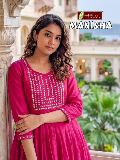 Manisha Hetvi Vertican Anarkali Kurtis Manufacturer Gujarat