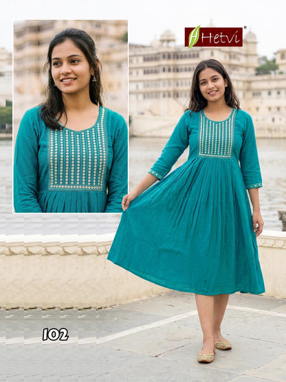 Manisha Hetvi Vertican Anarkali Kurtis Manufacturer Gujarat