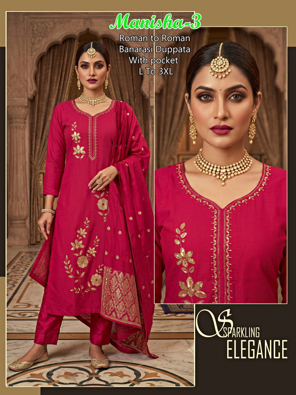 Manisha Infinity Roman Readymade Pant Style Suits Wholesaler India