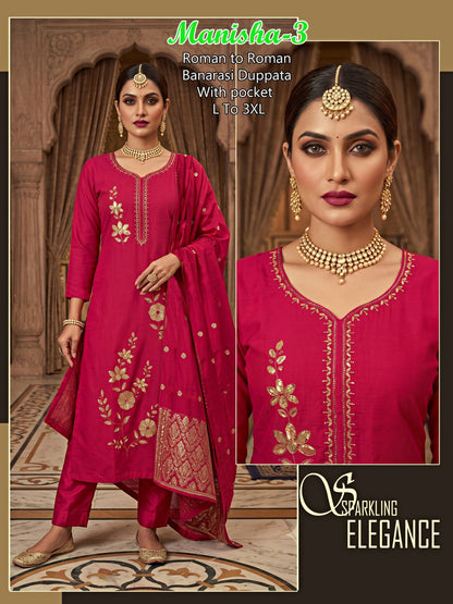 Manisha Infinity Roman Readymade Pant Style Suits Wholesaler India