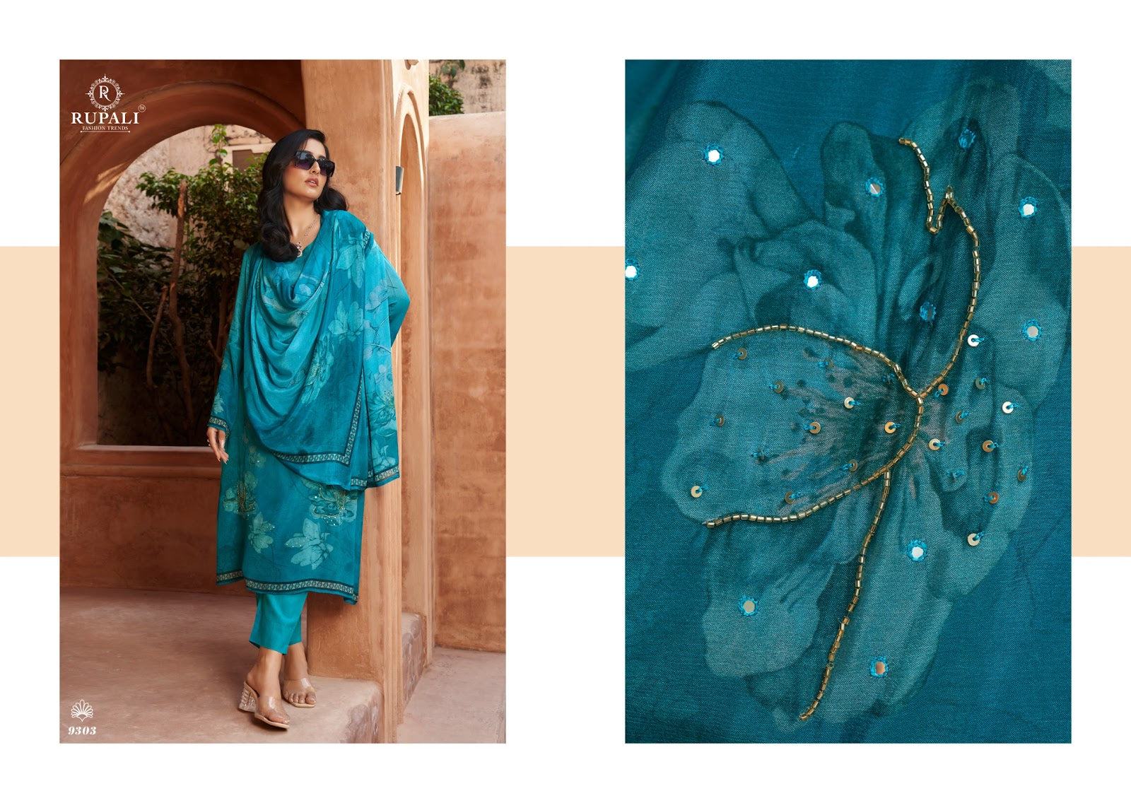 Manisha Rupali Chinon Silk Pant Style Suits Supplier
