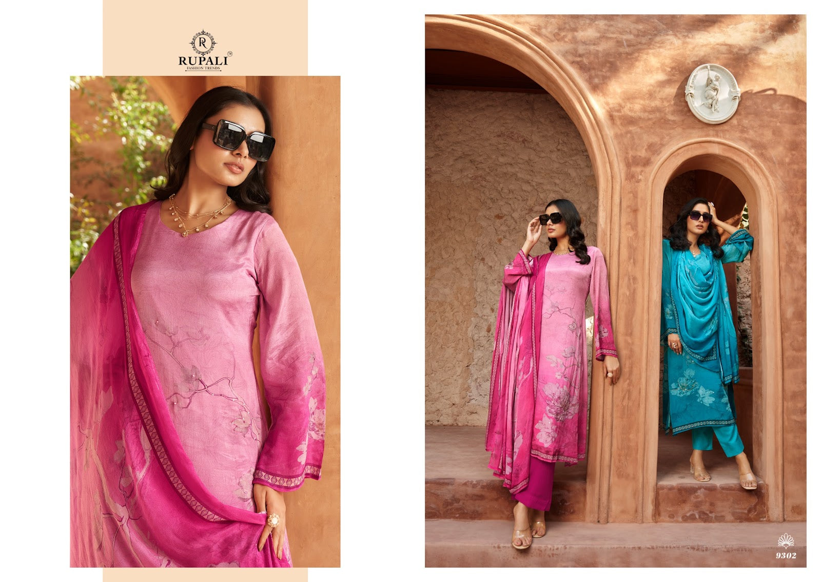 Manisha Rupali Chinon Silk Pant Style Suits Supplier