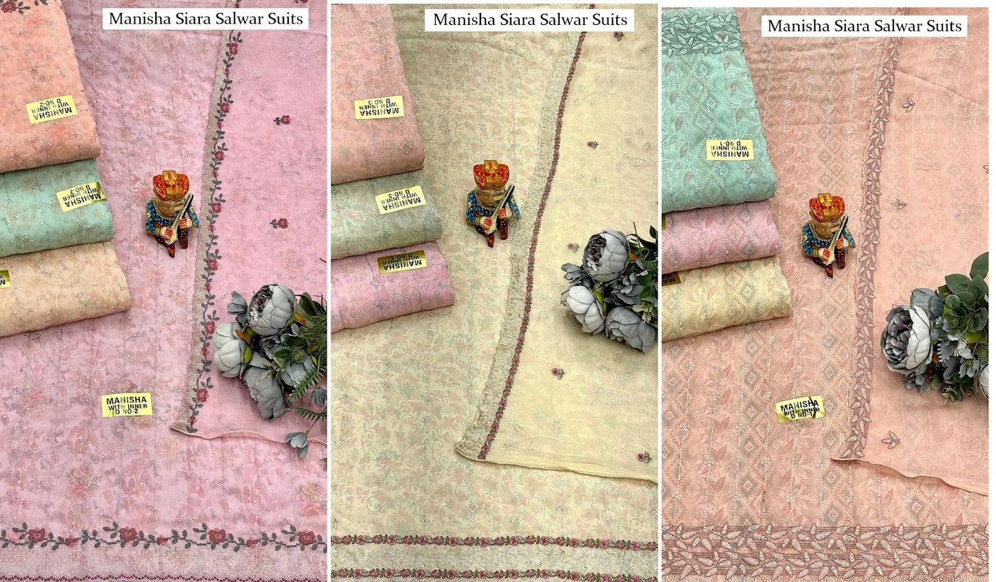 Manisha Siara Fox Georgette Salwar Suits Manufacturer Ahmedabad
