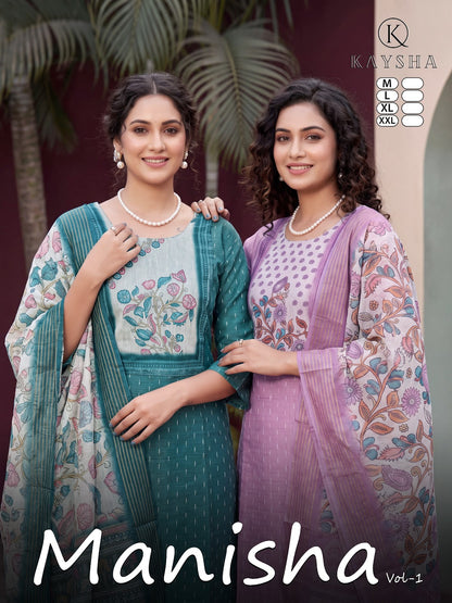 Manisha Vol 1 Kysa Silk Readymade Pant Style Suits Wholesaler India