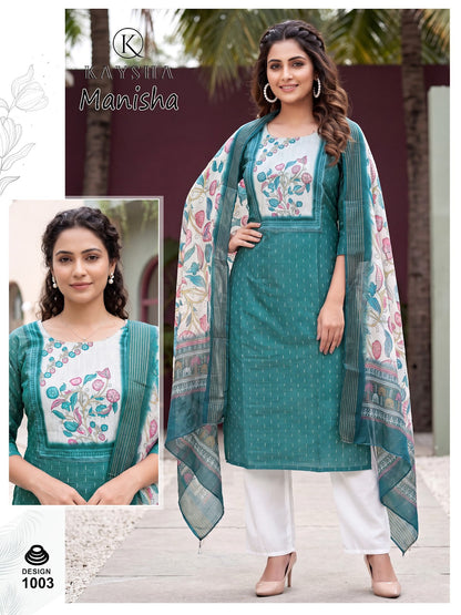 Manisha Vol 1 Kysa Silk Readymade Pant Style Suits Wholesaler India