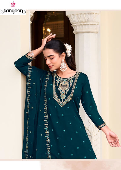 Manjari Vol 2 Rangoon Chiffon Readymade Plazzo Style Suits Exporter Gujarat