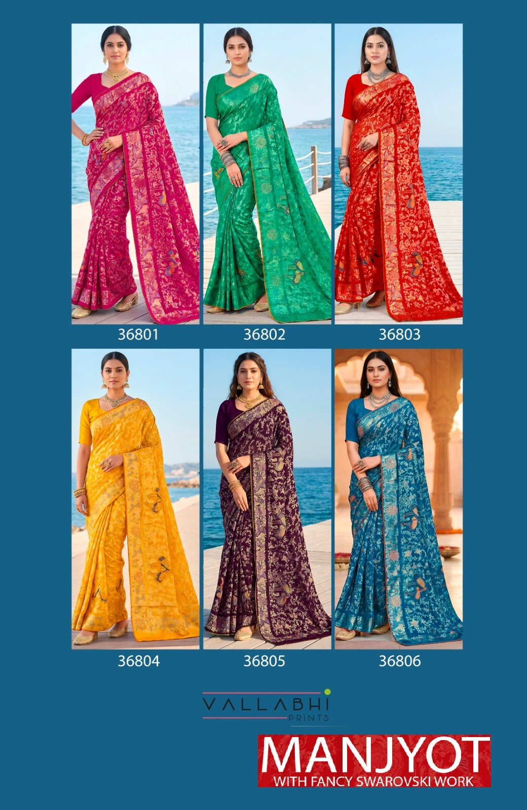 Manjyot Vallabhi Prints Brasso Sarees Wholesale Price