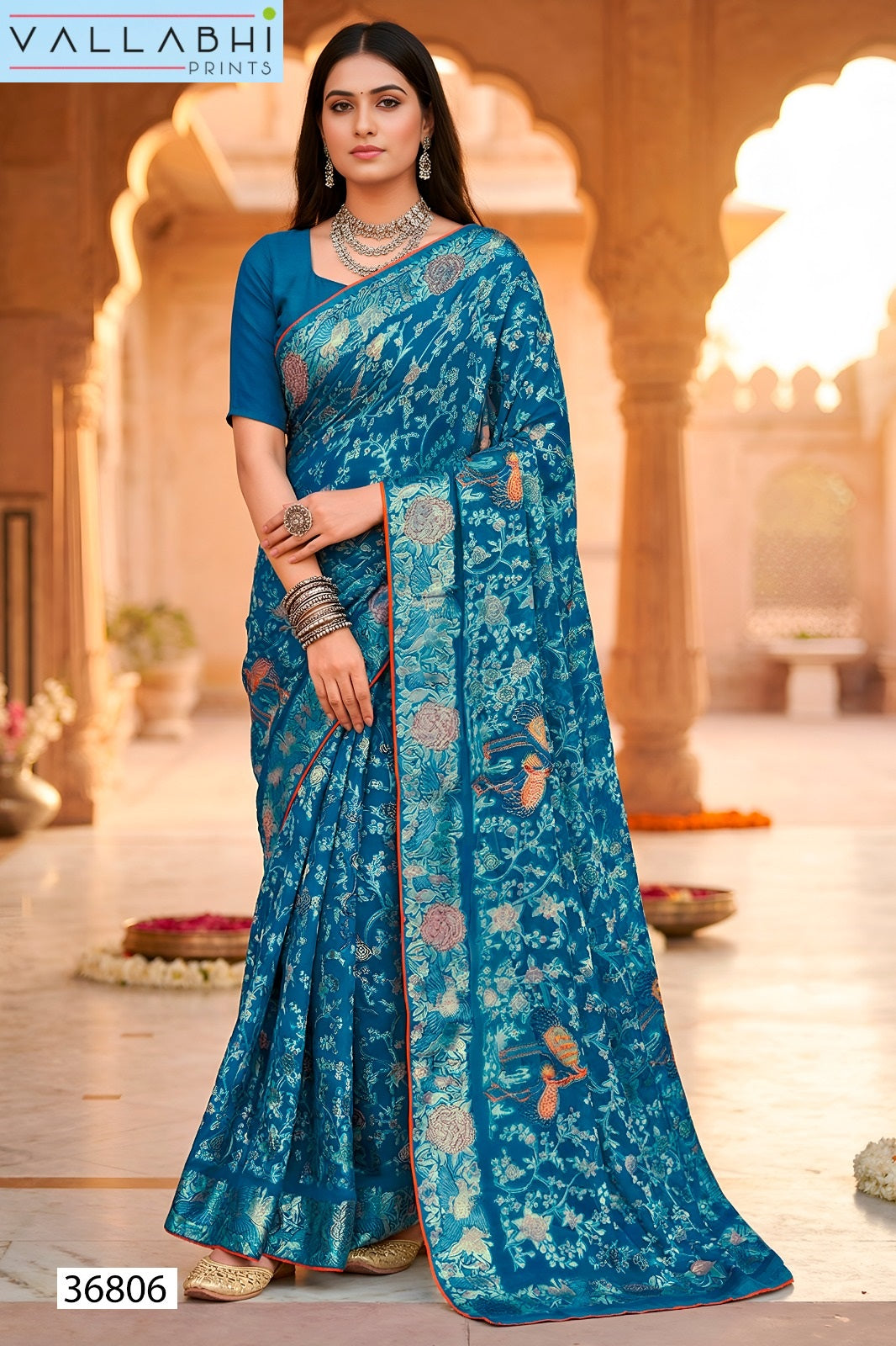 Manjyot Vallabhi Prints Brasso Sarees Wholesale Price
